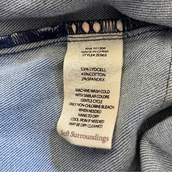 Soft Surroundings Blue Denim Sleeveless‎ Button Up Tie Waist MIDI Dress Medium - Picture 9 of 10